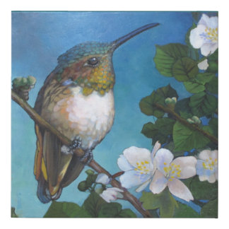 Hummingbird & White Blossoms Botanical Art canvas
