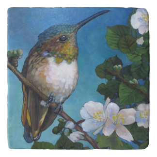 Hummingbird & White Blossoms Decorative Trivet
