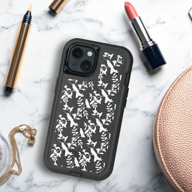 Hummingbird  White Damask Pattern Otterbox iPhone Case (Creator Uploaded)