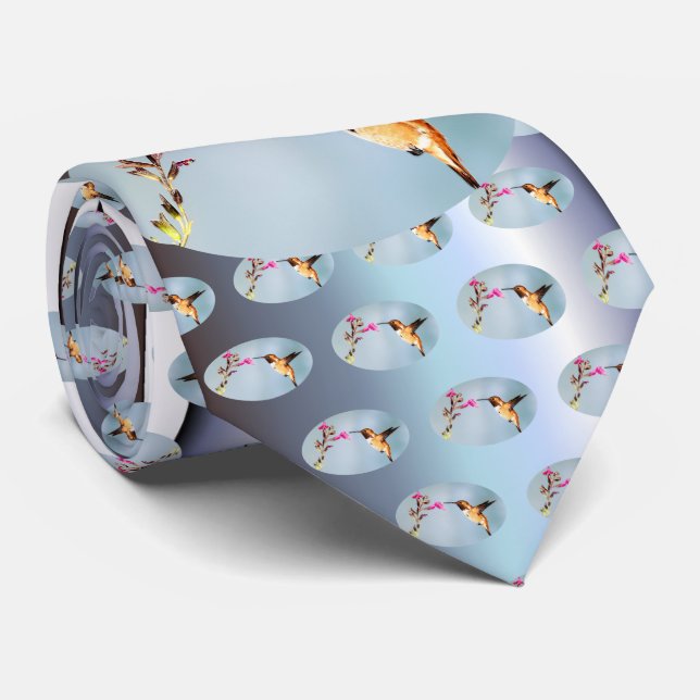 Hummingbird Wild in Nature Neck Tie (Rolled)