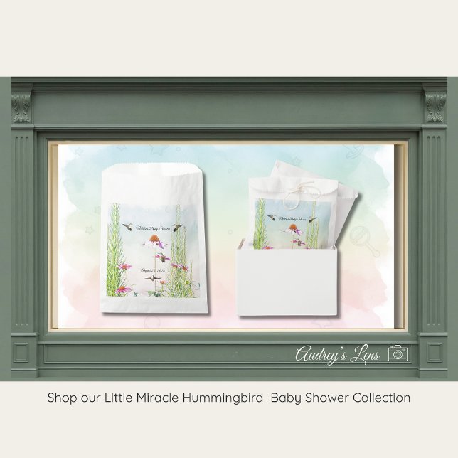 Hummingbird & Wildflower Baby Shower Favor Bag (Creator Uploaded)