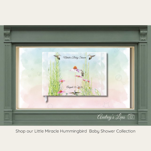 Hummingbird & Wildflower Baby Shower Foil Guest Book (Creator Uploaded)