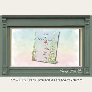 Hummingbird & Wildflower Baby Shower Pedestal Sign