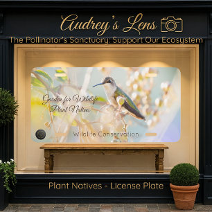 Hummingbird & Wildflower "Plant Natives" License Plate
