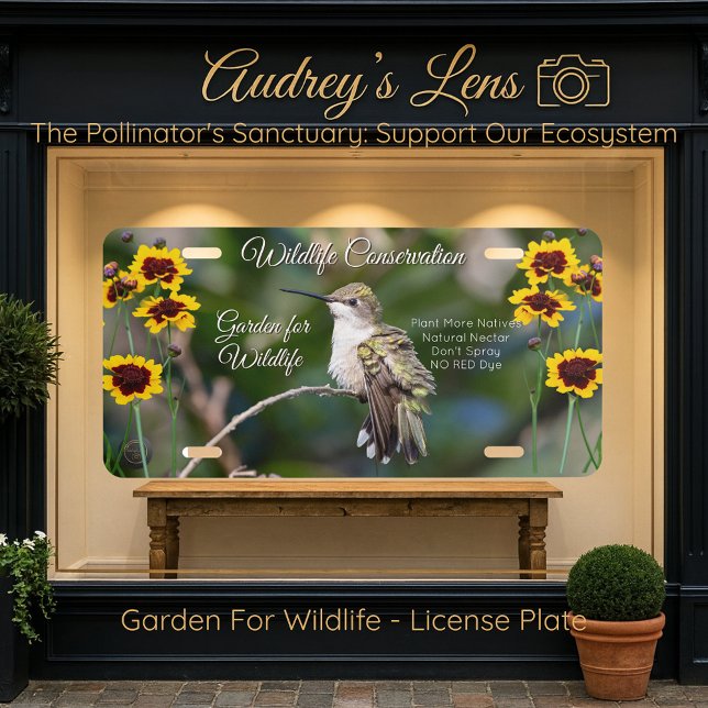 Hummingbird & Wildflower "Plant Natives"  License Plate (Creator Uploaded)