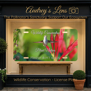 Hummingbird & Wildflower "Plant Natives"  License Plate