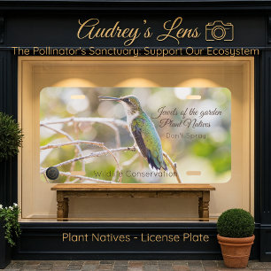 Hummingbird & Wildflower "Plant Natives"  License Plate