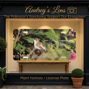 Hummingbird & Wildflower "Plant Natives"  License Plate