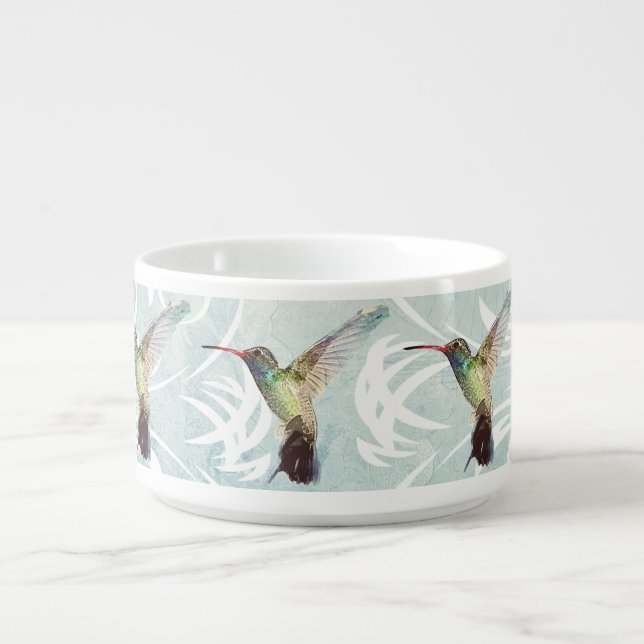 Hummingbird with Flourish Background Bowl (Center)