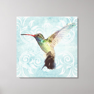 Hummingbird with Flourish Background Canvas Print
