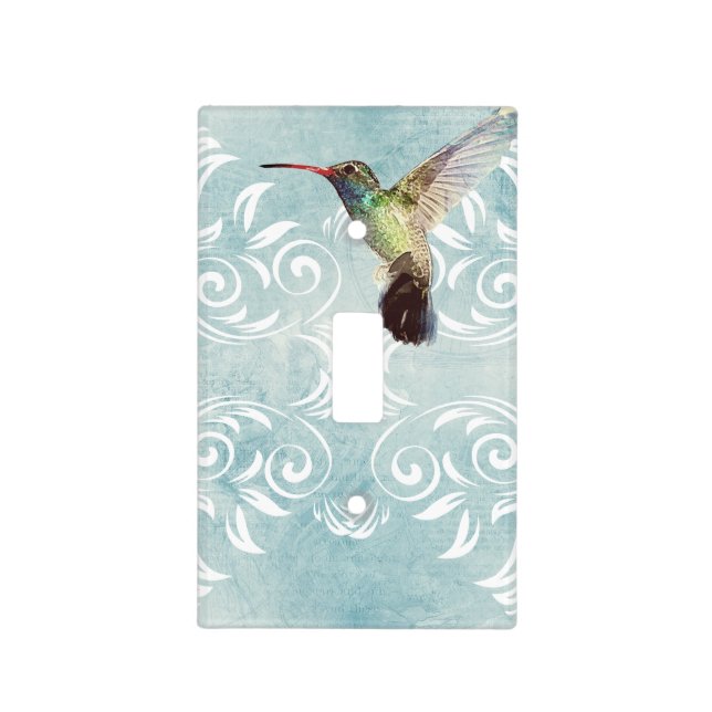 Hummingbird with Flourish Background Light Switch Cover (Front)