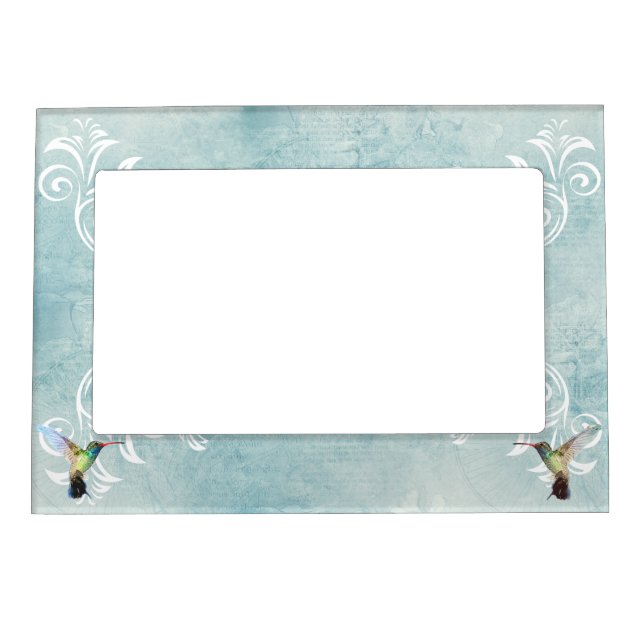 Hummingbird with Flourish Background Magnetic Frame (Front)