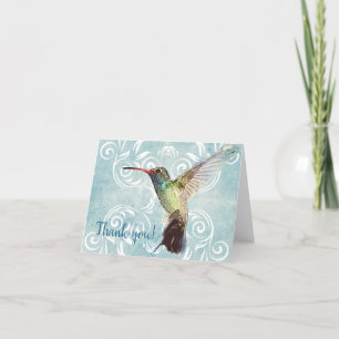 Hummingbird with Flourish Background Thank You Card