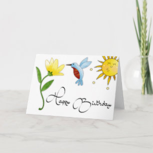 Hummingbird with Flower Happy Birthday Card 2
