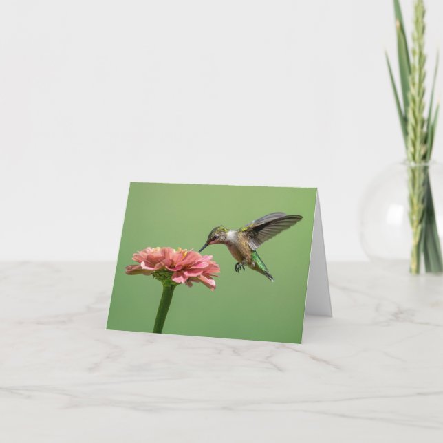 Hummingbird With Flower Note Card (Front)