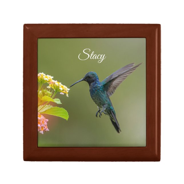 Hummingbird With Flowers Keepsake Box (Front)