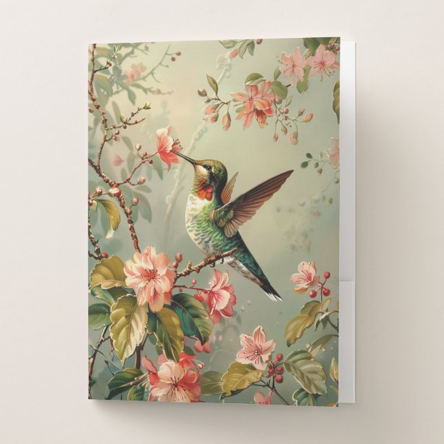 Hummingbird With Flowers Pocket Folders (Front)