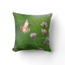 Hummingbird With Flowers Throw Pillow