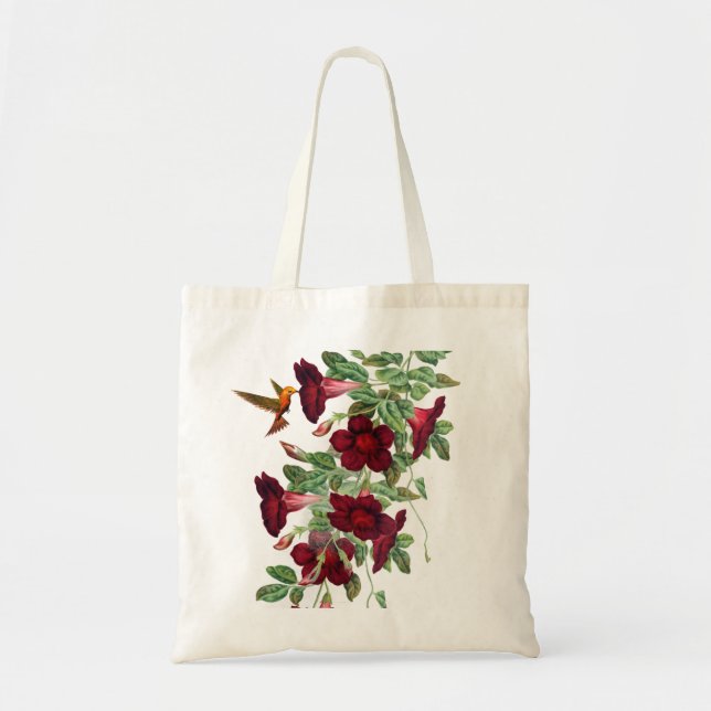 Hummingbird with Mandevillea Flowers Tote Bag (Front)