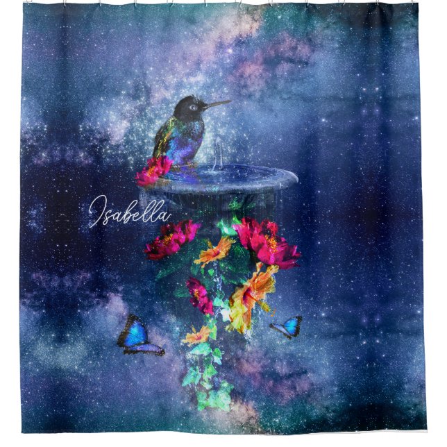 Hummingbird with peony flowers Shower Curtain (Front)