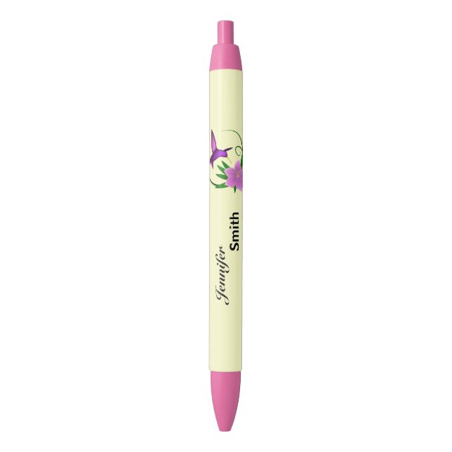 Hummingbird with pink flower girls pen (Front Vertical)