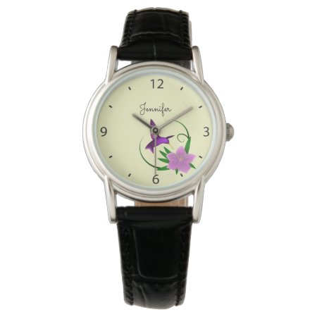 Hummingbird With Pink Flower Name Watch