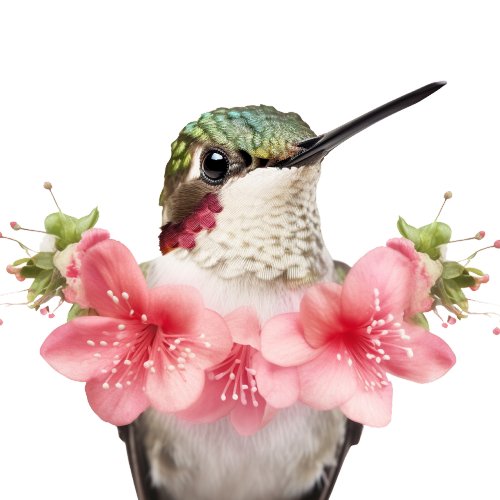 Hummingbird with Pink Flowers Lumbar Pillow