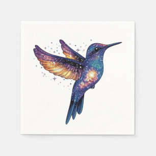 Hummingbird With Stary Night Sky Galaxy Bird Napkins