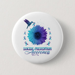 Hummingbird With Sunflower Suicide Prevention Awar Button