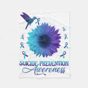 Hummingbird With Sunflower Suicide Prevention Awar Fleece Blanket