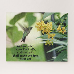 Hummingbird, with Verse (John 8:32) Jigsaw Puzzle