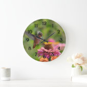 Hummingbird with Zinnia Flower Large Clock (Home)