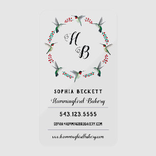 Hummingbird Wreath Clear Business Cards