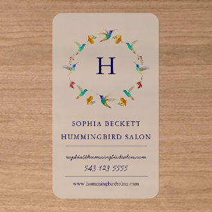 Hummingbird Wreath Clear Business Cards