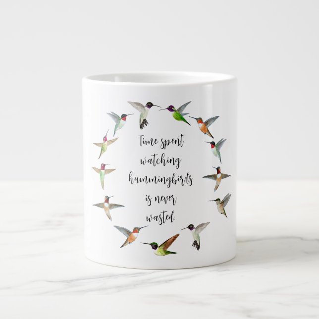 Hummingbird Wreath Giant Coffee Mug (Front)