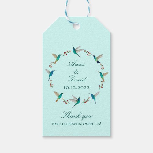 Hummingbird Wreath Wedding  Gift Tags