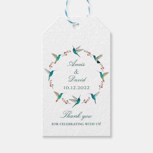 Hummingbird Wreath Wedding  Gift Tags