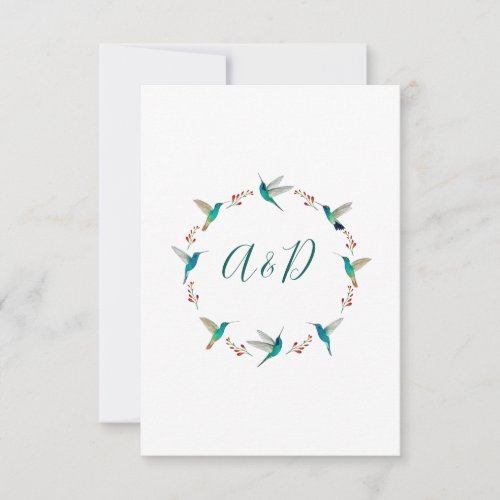 Hummingbird Wreath Wedding RSVP Card