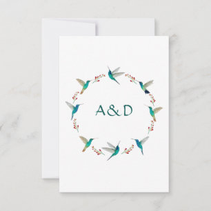 Hummingbird Wreath Wedding RSVP Card