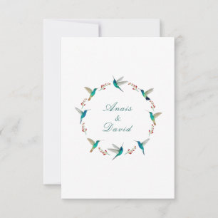 Hummingbird Wreath Wedding Thank You Card