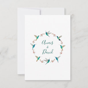 Hummingbird Wreath Wedding Thank You Card