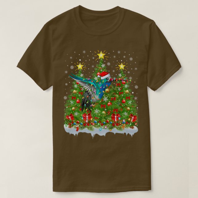 Hummingbird Xmas Lights Santa Hummingbird Christma T-Shirt (Design Front)