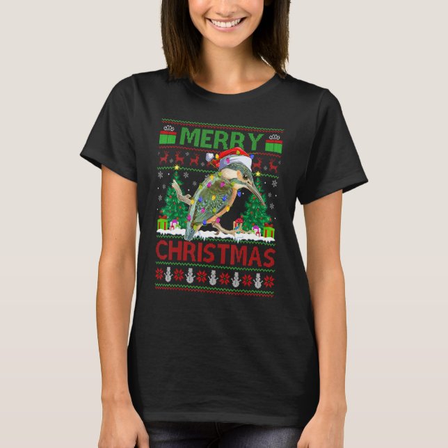 Hummingbird   Xmas Tree Ugly Santa Hummingbird Chr T-Shirt (Front)
