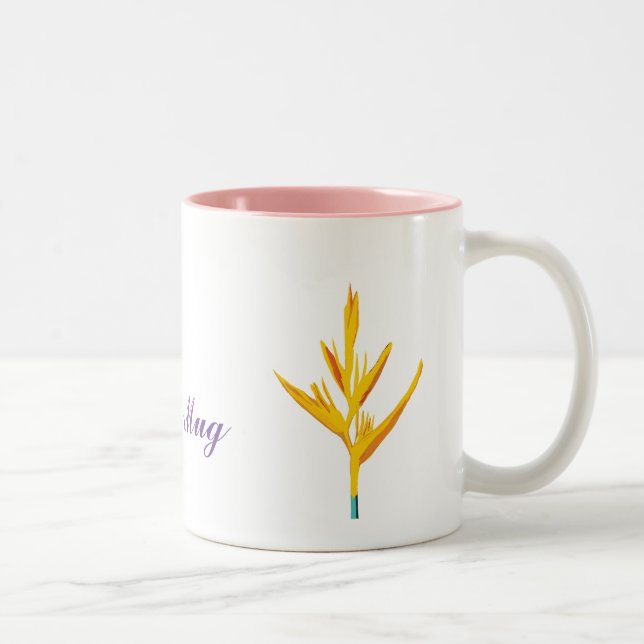 Hummingbird Yellow Flower Personalized Two-Tone Coffee Mug (Right)