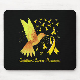 Hummingbird Yellow Gold Childhood Cancer Awareness Mouse Pad
