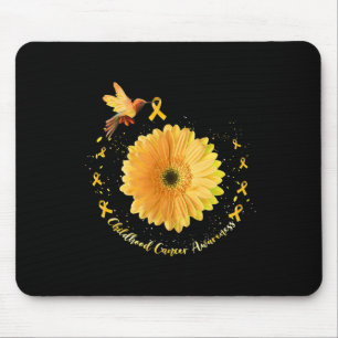 Hummingbird Yellow Sunflower Childhood Cancer Awar Mouse Pad