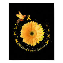 Hummingbird Yellow Sunflower Childhood Cancer Awar Poster