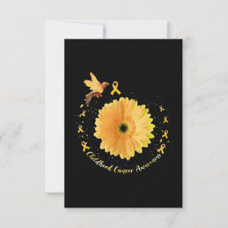 Hummingbird Yellow Sunflower Childhood Cancer Card