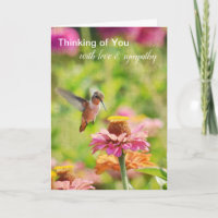 Hummingbird Zinnia Floral Thinking of You