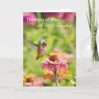 Hummingbird Zinnia Floral Thinking of You Card